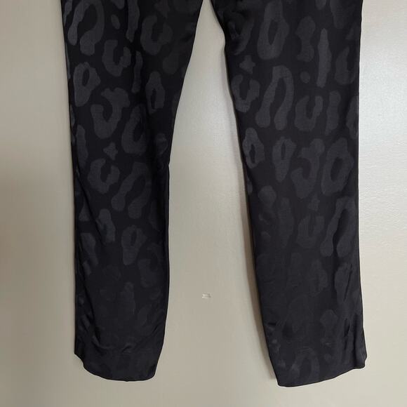 NWT Anine Bing Tate High Waist Trousers Size 6 Black Leopard Front Slit Pants - Picture 15 of 16